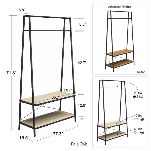 Drexel Closet Storage Rack with 2 Open Shelves and Large Hanging Rod Discount