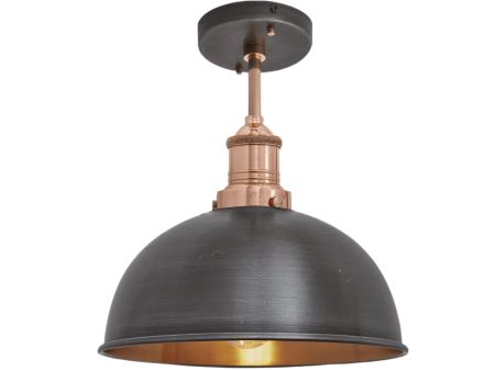 Brooklyn Dome Flush Mount - 8 Inch - Pewter & Copper Supply