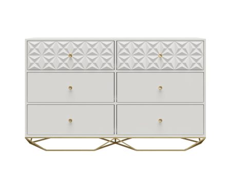 Blair 6 Drawer Dresser with Gold Geometirc Base Cheap