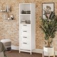 Luxe 4 Drawers and 3 Adjustable Clothing Rod Closet Tower Fashion