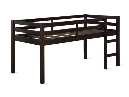 Milton Junior Twin Size Wooden Espresso Loft Bed for Kids Supply