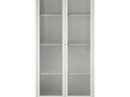 Shadwick 2 Door Tall Metal Locker Style Storage Cabinet-Fluted Glass Doors For Cheap