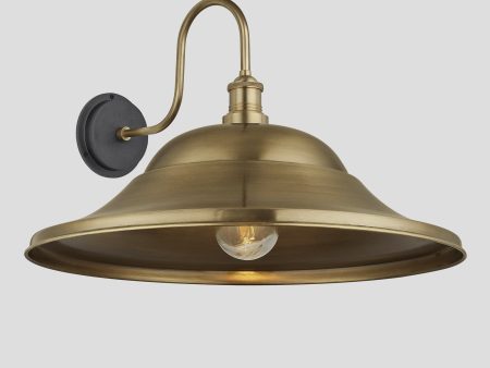 Swan Neck Outdoor & Bathroom Giant Hat Wall Light - 21 Inch – Brass Online Sale