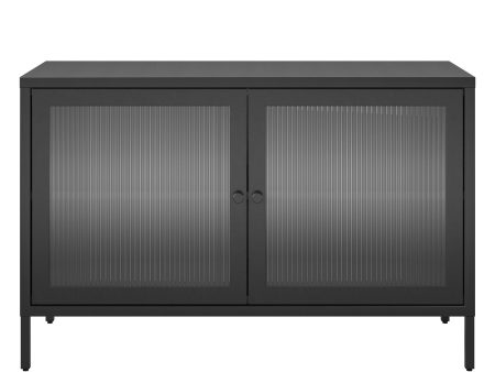 Shadwick 2 Door Wide Metal Locker Storage Accent Cabinet-Fluted Glass Doors Online Hot Sale