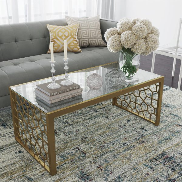 Juliette Glass Top Coffee Table with Cut Out Detailing Online now