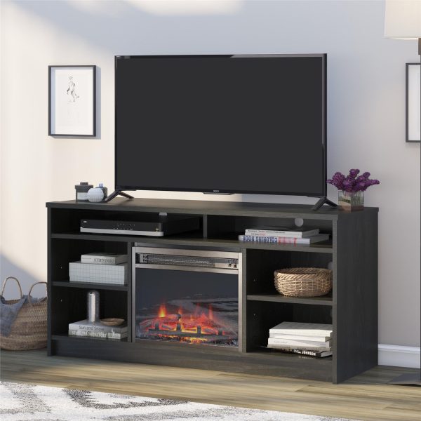 Hendrix 55 Inch TV Stand with Electric Fireplace Insert and 6 Shelves Online Sale