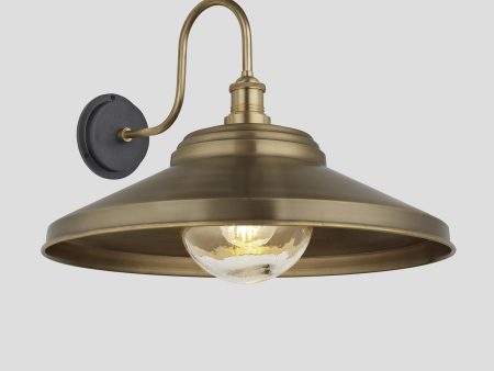 Swan Neck Outdoor & Bathroom Giant Step Wall Light - 18 Inch - Brass Online Hot Sale