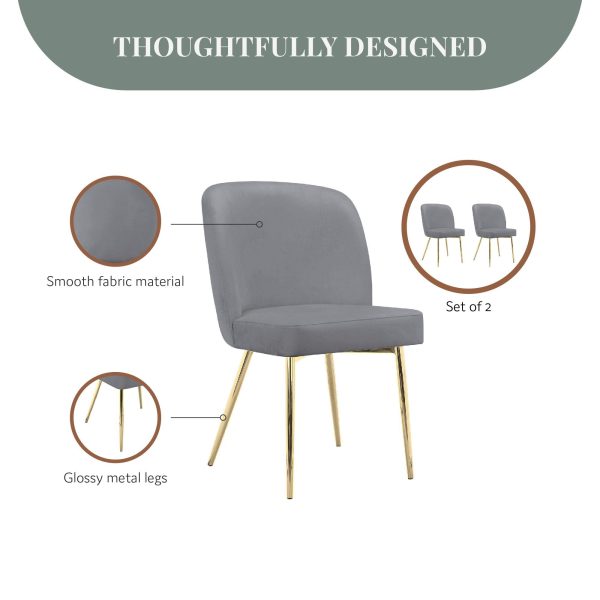 Trina Dining Chair with Chrome Plated Gold Legs, Set of 2 Online now