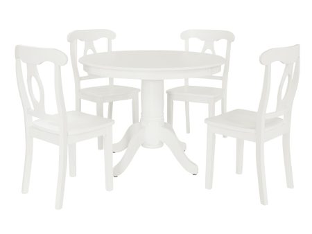 Aubrey 5 Piece Traditional Pedestal Round Dining Table and Chairs Set Fashion