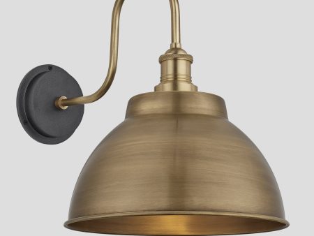 Swan Neck Outdoor & Bathroom Dome Wall Light - 13 Inch - Brass Online Sale