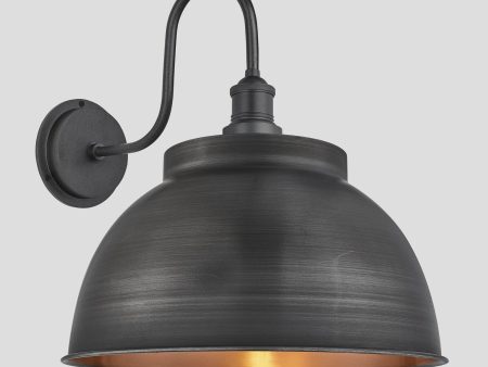 Swan Neck Outdoor & Bathroom Dome Wall Light - 17 Inch - Pewter & Copper Online now