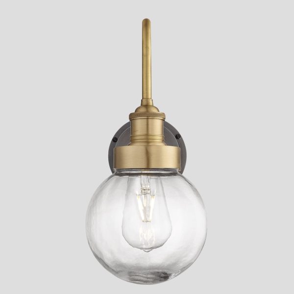 Swan Neck Outdoor & Bathroom Wall Light - Brass - Globe Glass Discount