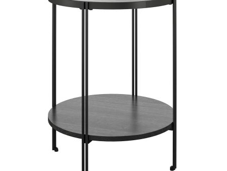 Vance Round End Table with Woodgrain Finish Discount