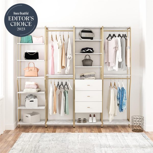 Gwyneth Closet 4 Piece Bundle-2 Hanging Rod, 1 Shelf & 1 Drawer Unit Sale