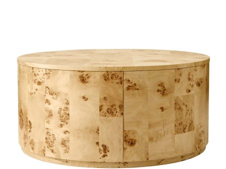 Burlwood Round Wood Veneer Coffee Table Hot on Sale