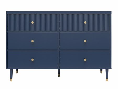 Elizabeth 6 Drawer Textured Dresser with Gold Knobs Sale