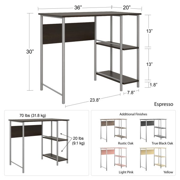 Meridian Metal Computer Desk With 2 Side Storage Shelves Fashion