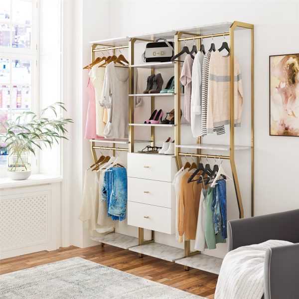 Gwyneth Closet 3 Piece Bundle- 2 Hanging Rod & 1 Drawer Unit Online now