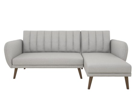 Brittany Sectional Futon Sofa with Vertical Channel Tufting and Curved Armrests Hot on Sale