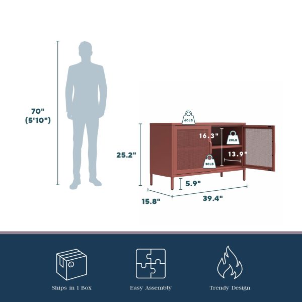 Channing 2 Door Storage Cabinet-Mesh Metal Locker For Sale