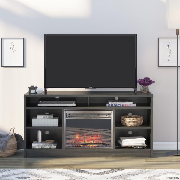 Hendrix 55 Inch TV Stand with Electric Fireplace Insert and 6 Shelves Online Sale