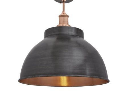 Brooklyn Dome Flush Mount - 13 Inch - Pewter & Copper Fashion