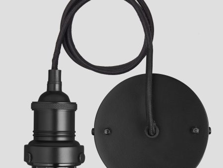 Brooklyn Cord Set ES E27 Bulb Holder - Black & Fabric Flex Fashion