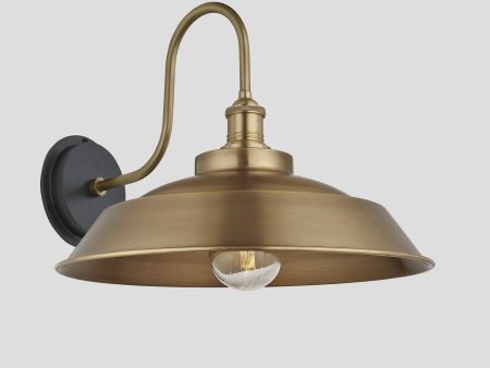 Swan Neck Outdoor & Bathroom Step Wall Light - 16 Inch - Brass Sale