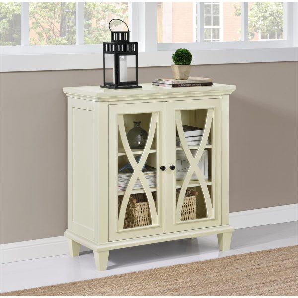 Ellington Glass Double Door Accent Cabinet with Shelves For Discount