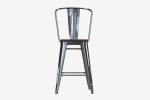 Luxor 24 Inch Metal Counter Height Bar Stool with Wood Seat, Set of 2 on Sale