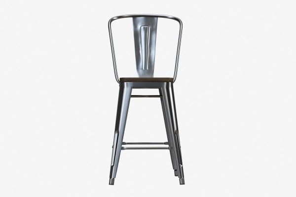 Luxor 24 Inch Metal Counter Height Bar Stool with Wood Seat, Set of 2 on Sale