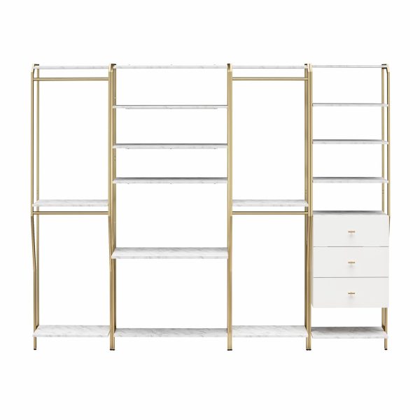 Gwyneth Closet 4 Piece Bundle-2 Hanging Rod, 1 Vanity & 1 Drawer Unit For Discount