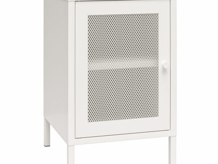 Shadwick 1 Door Metal Living Room End Table with Perforated Metal Mesh Door Online