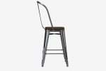 Luxor 24 Inch Metal Counter Height Bar Stool with Wood Seat, Set of 2 on Sale