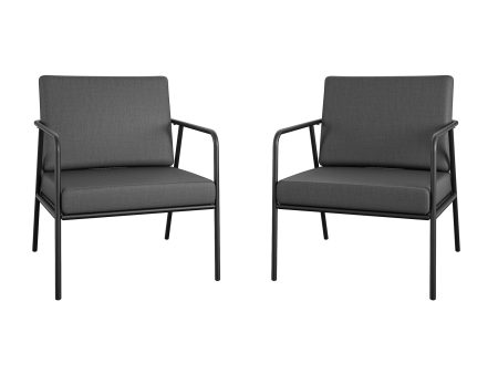 Modern Cushioned Outdoor Lounge Armchairs, Set of 2 For Discount