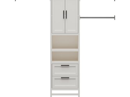 Luxe 2 Door, 2 Drawer Closet Tower with 3 Adjustable Clothing Rods Discount