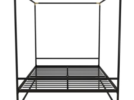 Celeste Canopy Metal Bed with Gold Accents For Sale