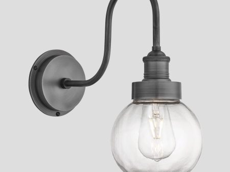 Swan Neck Outdoor & Bathroom Wall Light - Pewter - Globe Glass Online Hot Sale