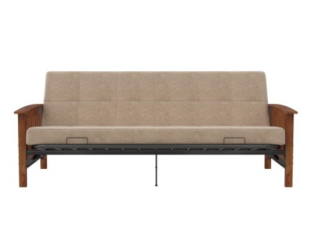 Brixen Cherry Wood Arm Metal Futon Frame with 6-Inch Mattress Hot on Sale