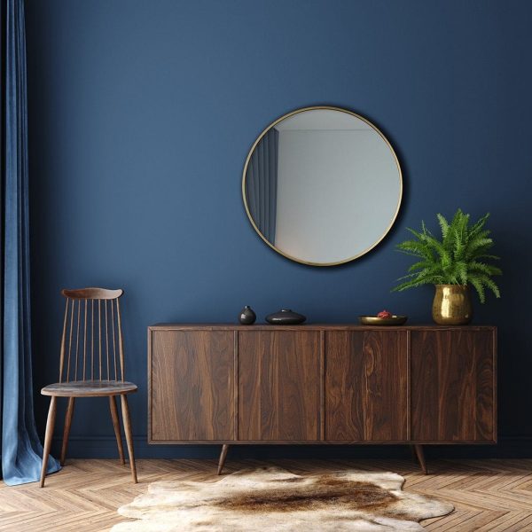 Urban Round Wall Mirror - 31 Inch - Brass Frame Supply