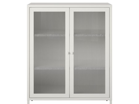 Shadwick 2 Door Metal Locker Accent Storage Cabinet-Fluted Glass Doors For Cheap