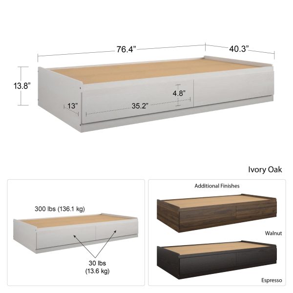 Platform Bed with 2 Large Storage Drawers and No Box Spring Required Supply