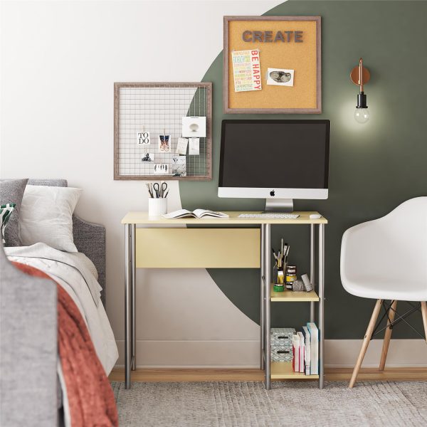 Meridian Metal Computer Desk With 2 Side Storage Shelves Fashion