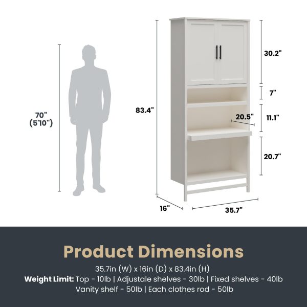 Luxe 5-Shelf Closet Vanity Tower For Cheap