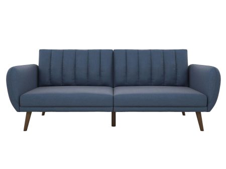 Brittany Futon with Vertical Channel Tufting and Curved Armrests Sale