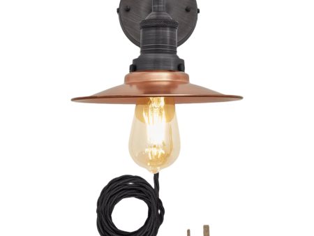 Brooklyn Flat Wall Light - 8 Inch - Copper - With Plug Cheap