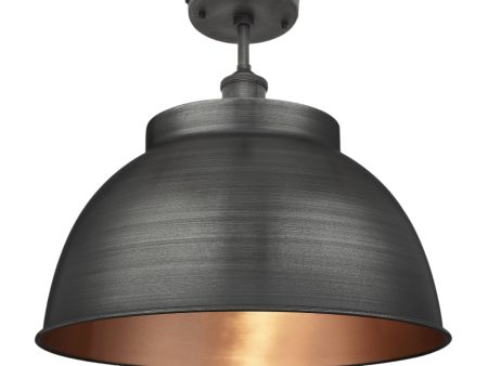 Brooklyn Dome Flush Mount - 17 Inch - Pewter & Copper Online Hot Sale