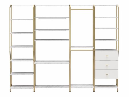 Gwyneth Closet 4 Piece Bundle-Shelves, Vanity, Hanging Rods & Drawers Fashion