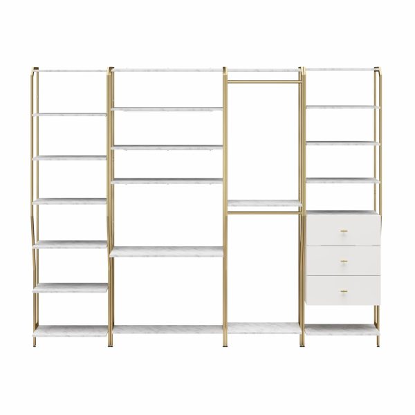 Gwyneth Closet 4 Piece Bundle-Shelves, Vanity, Hanging Rods & Drawers Fashion