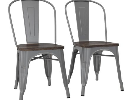 Fusion Metal Dining Chair with Wood Seat, Set of 2 Online Hot Sale